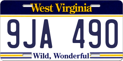 WV license plate 9JA490