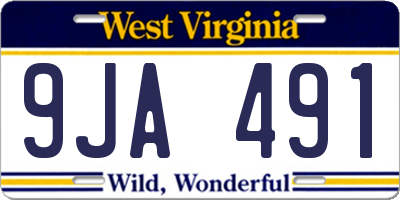 WV license plate 9JA491