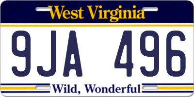WV license plate 9JA496