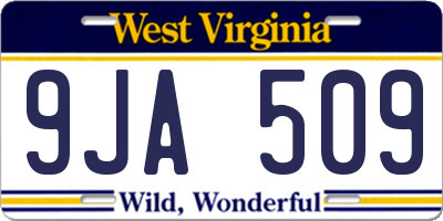 WV license plate 9JA509