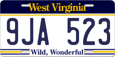 WV license plate 9JA523