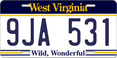 WV license plate 9JA531