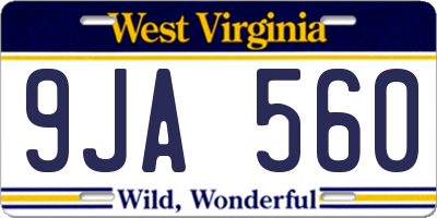 WV license plate 9JA560