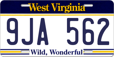 WV license plate 9JA562