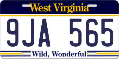 WV license plate 9JA565