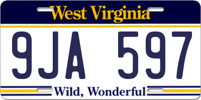 WV license plate 9JA597