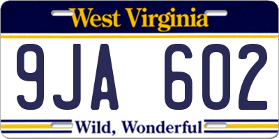 WV license plate 9JA602
