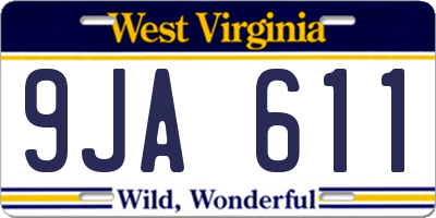 WV license plate 9JA611