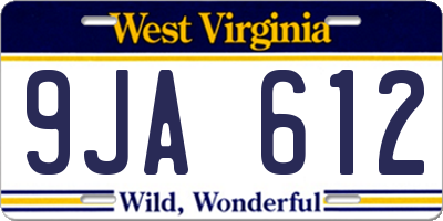 WV license plate 9JA612