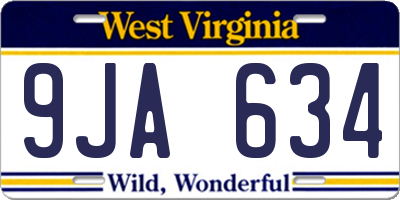 WV license plate 9JA634