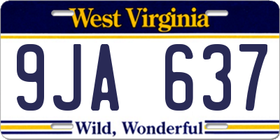 WV license plate 9JA637