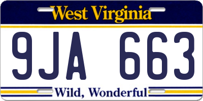WV license plate 9JA663