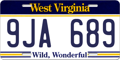 WV license plate 9JA689