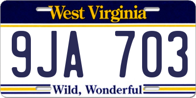 WV license plate 9JA703