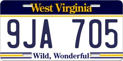 WV license plate 9JA705