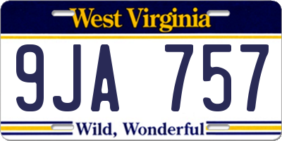 WV license plate 9JA757