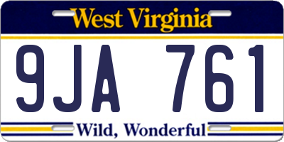 WV license plate 9JA761
