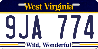 WV license plate 9JA774