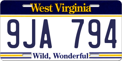 WV license plate 9JA794