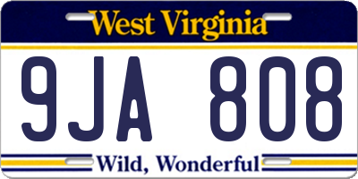WV license plate 9JA808