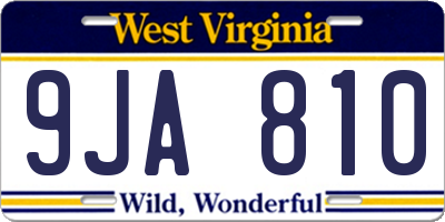 WV license plate 9JA810