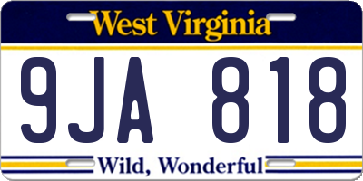 WV license plate 9JA818