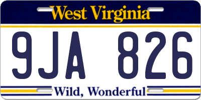 WV license plate 9JA826