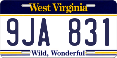 WV license plate 9JA831