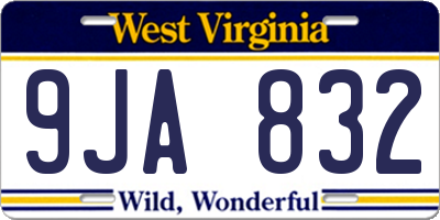 WV license plate 9JA832
