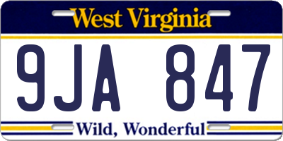 WV license plate 9JA847
