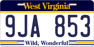 WV license plate 9JA853