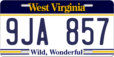 WV license plate 9JA857