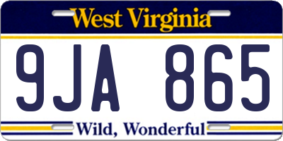WV license plate 9JA865