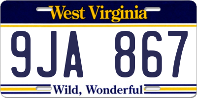 WV license plate 9JA867