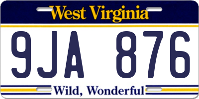 WV license plate 9JA876