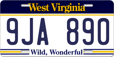 WV license plate 9JA890