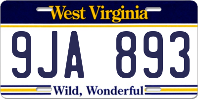 WV license plate 9JA893