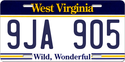WV license plate 9JA905