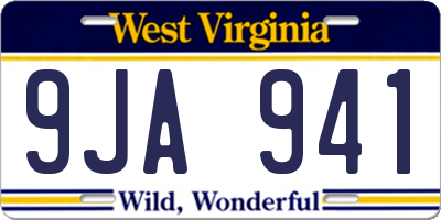 WV license plate 9JA941