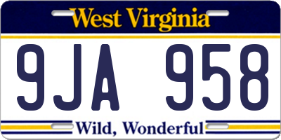 WV license plate 9JA958