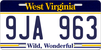 WV license plate 9JA963
