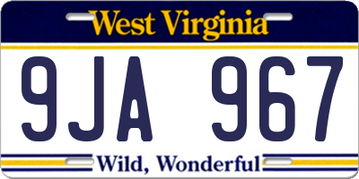 WV license plate 9JA967