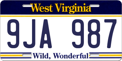 WV license plate 9JA987