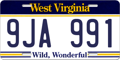 WV license plate 9JA991