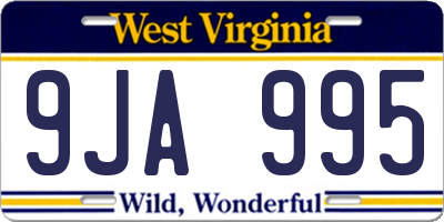 WV license plate 9JA995