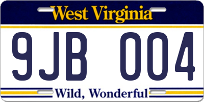 WV license plate 9JB004
