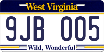 WV license plate 9JB005