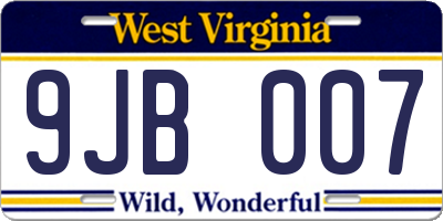 WV license plate 9JB007
