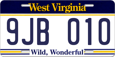 WV license plate 9JB010