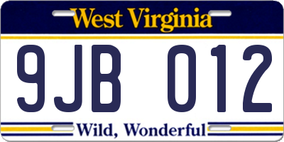 WV license plate 9JB012